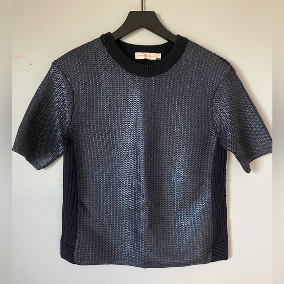 Tory Burch Metallic Blue Merino Wool Sweater - Picture 1 of 7